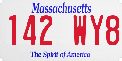 MA license plate 142WY8