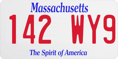 MA license plate 142WY9
