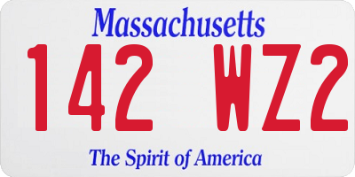MA license plate 142WZ2