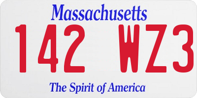 MA license plate 142WZ3