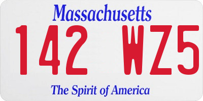 MA license plate 142WZ5
