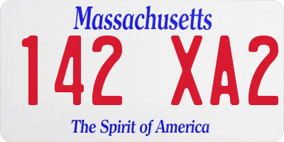 MA license plate 142XA2