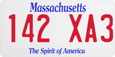 MA license plate 142XA3