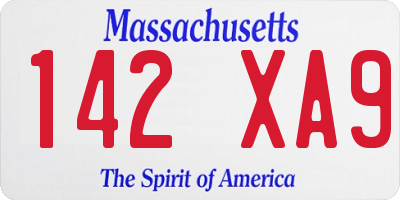 MA license plate 142XA9