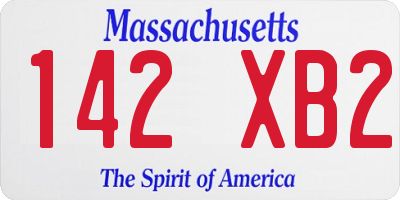 MA license plate 142XB2