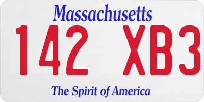 MA license plate 142XB3