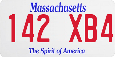MA license plate 142XB4