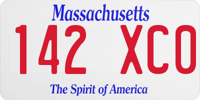 MA license plate 142XC0