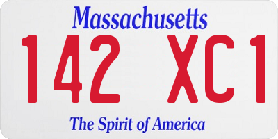 MA license plate 142XC1