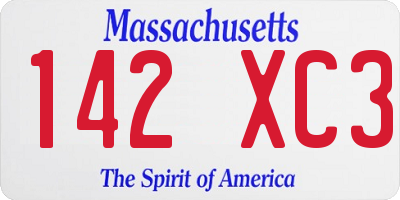 MA license plate 142XC3