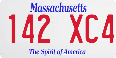 MA license plate 142XC4