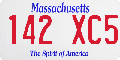 MA license plate 142XC5