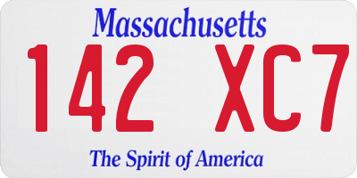 MA license plate 142XC7