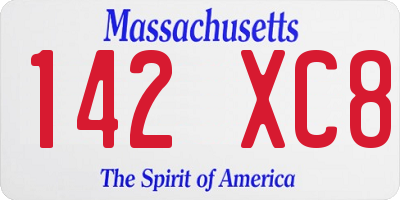 MA license plate 142XC8