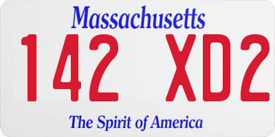 MA license plate 142XD2
