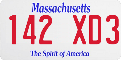 MA license plate 142XD3