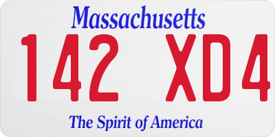 MA license plate 142XD4