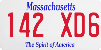 MA license plate 142XD6