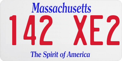 MA license plate 142XE2