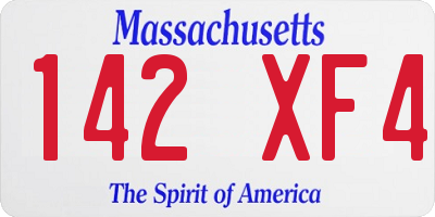 MA license plate 142XF4