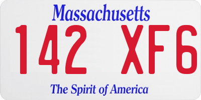 MA license plate 142XF6