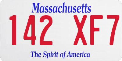 MA license plate 142XF7