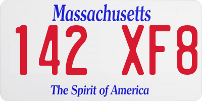 MA license plate 142XF8