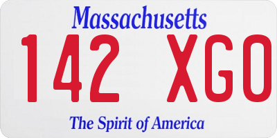 MA license plate 142XG0