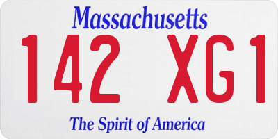 MA license plate 142XG1
