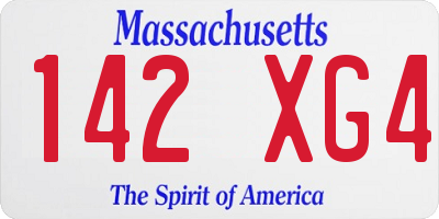 MA license plate 142XG4