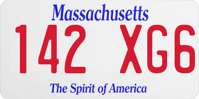 MA license plate 142XG6