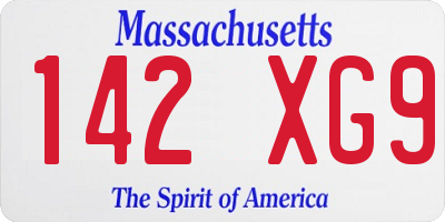 MA license plate 142XG9