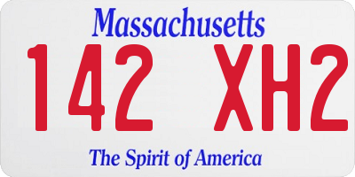 MA license plate 142XH2