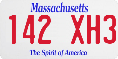 MA license plate 142XH3