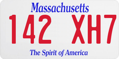 MA license plate 142XH7