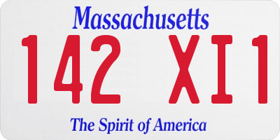 MA license plate 142XI1