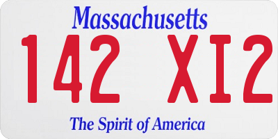 MA license plate 142XI2