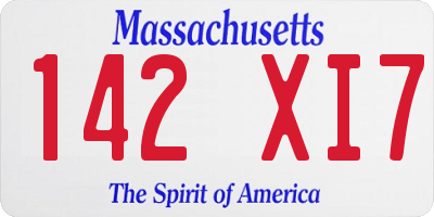 MA license plate 142XI7