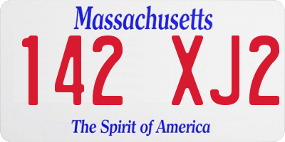 MA license plate 142XJ2