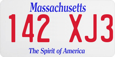 MA license plate 142XJ3