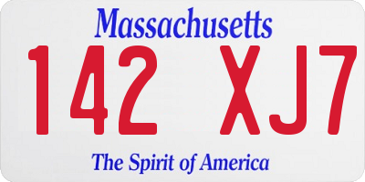 MA license plate 142XJ7