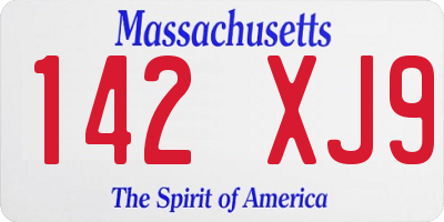 MA license plate 142XJ9
