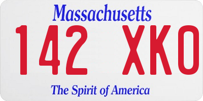 MA license plate 142XK0