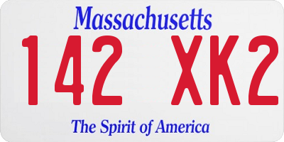 MA license plate 142XK2