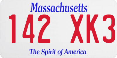 MA license plate 142XK3