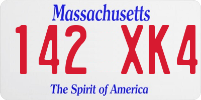 MA license plate 142XK4