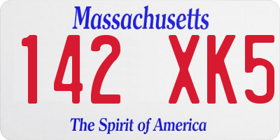 MA license plate 142XK5