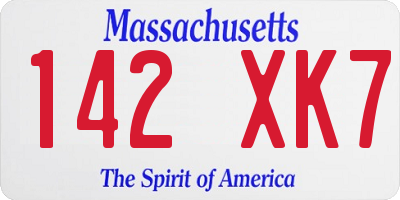 MA license plate 142XK7