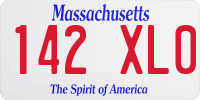 MA license plate 142XL0
