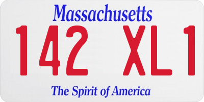MA license plate 142XL1